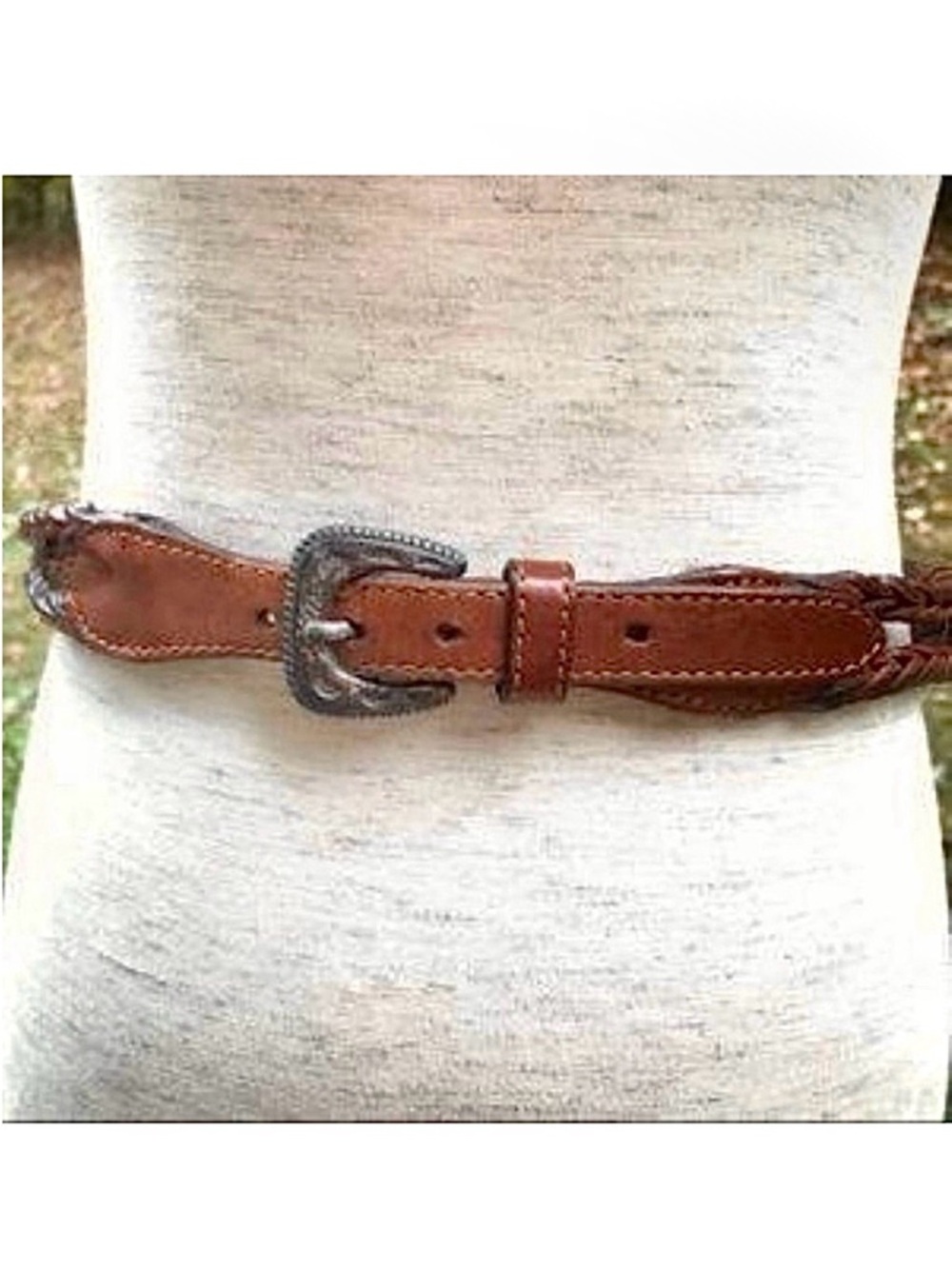 Fossil Woven Leather & Silver Plated Hardware XS - S